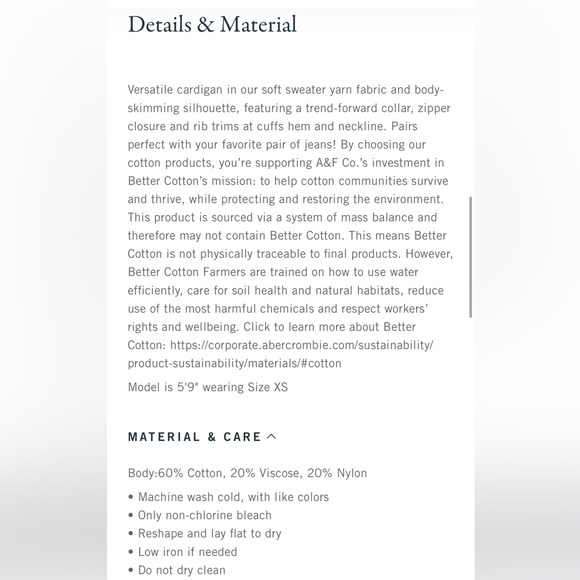 Abercrombie Zip-Up Collared Cardigan in gray size Small - Picture 7 of 8